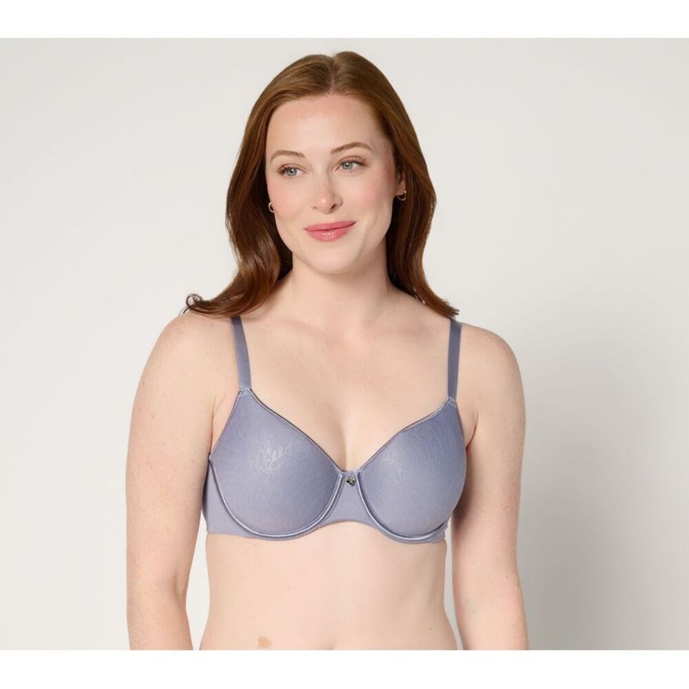 Breezies Women's Bra Sz 46D Featherlite Breathe Underwire T-Shirt Blue A679216
